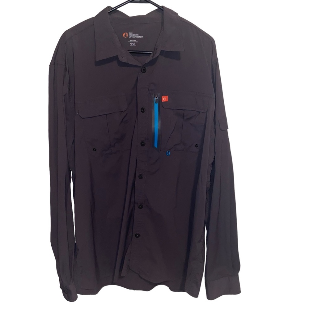 The American Outdoorsman Shirt Mens 2XL Long Sleeve Stretch Pocket Outdoor Fish